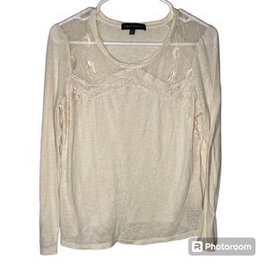 Sanctuary Cottage Core Top Ivory Lace Blouse Long Sleeve Size XL
